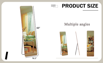 The 4th generation floor standing full-length rearview mirror. Pear wood framed wall mirror, bathroom makeup mirror, bedroom foyer, clothing store, wall mounted. 60 "* 16.5"