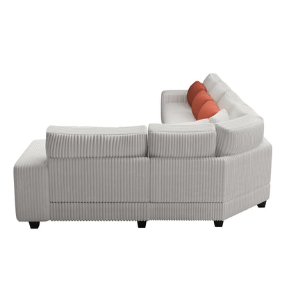 Modular Sectional L-shaped Sofa with Armrest Wooden Frame Locker, Stylish and Comfortable , Cream Style, Beige