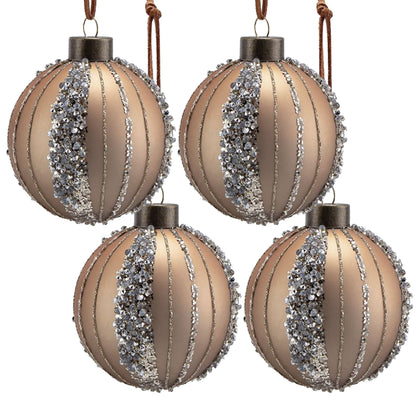 D4.7" Christmas Ball Ornaments, Glass Decorative Hanging Ball Christmas Tree Ornaments for Holiday Party Decorations, Set of 4