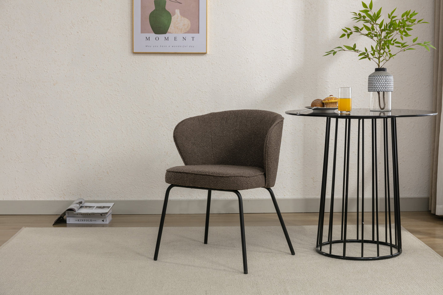 Retro Minimalist Modern Boucle Fabric Dining Chairs