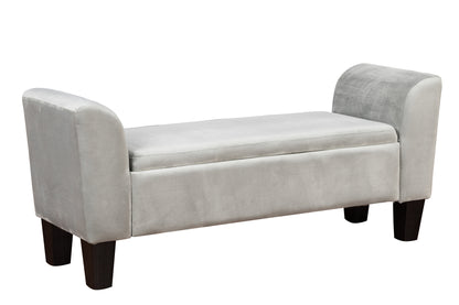 Mila 55" Gray Velvet Ottoman Bench with Storage