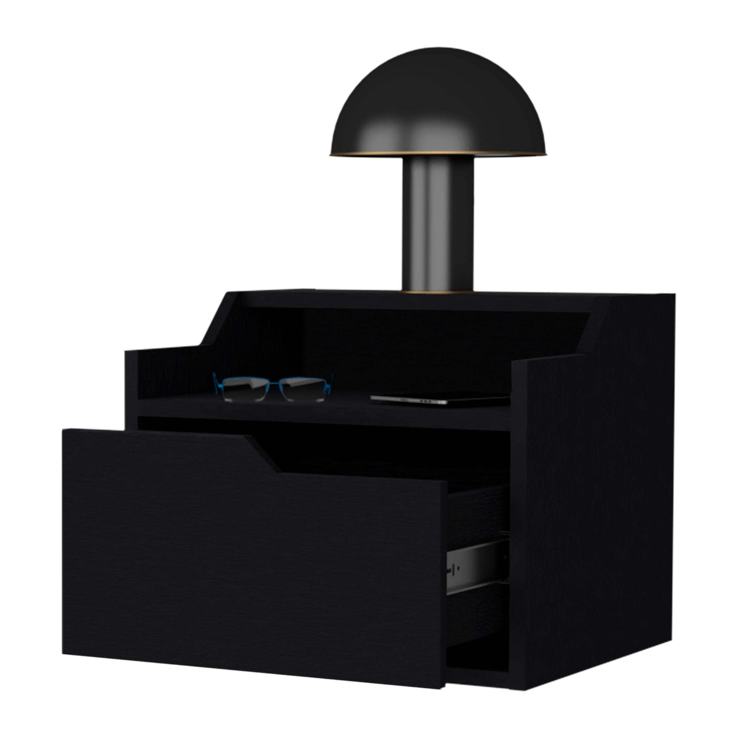 Nolan Black Dual-Shelf Display Floating Nightstand