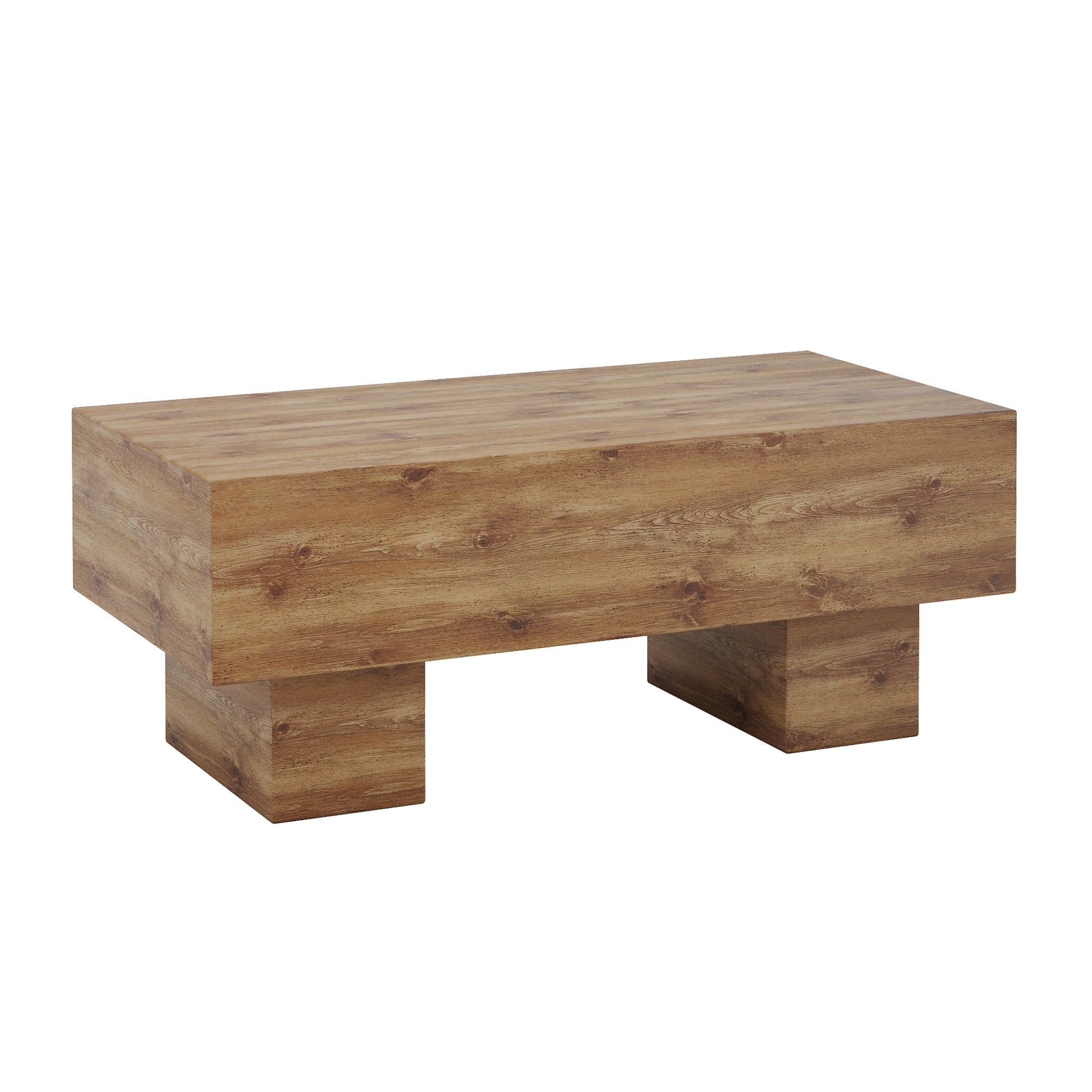 This modern rectangular coffee table features a stylish wood color, making it an ideal addition to any living room or apartment, and measures 43.3 "x 21.6" x 17.2 ".