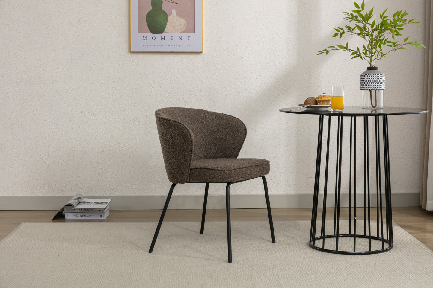 Retro Minimalist Modern Boucle Fabric Dining Chairs