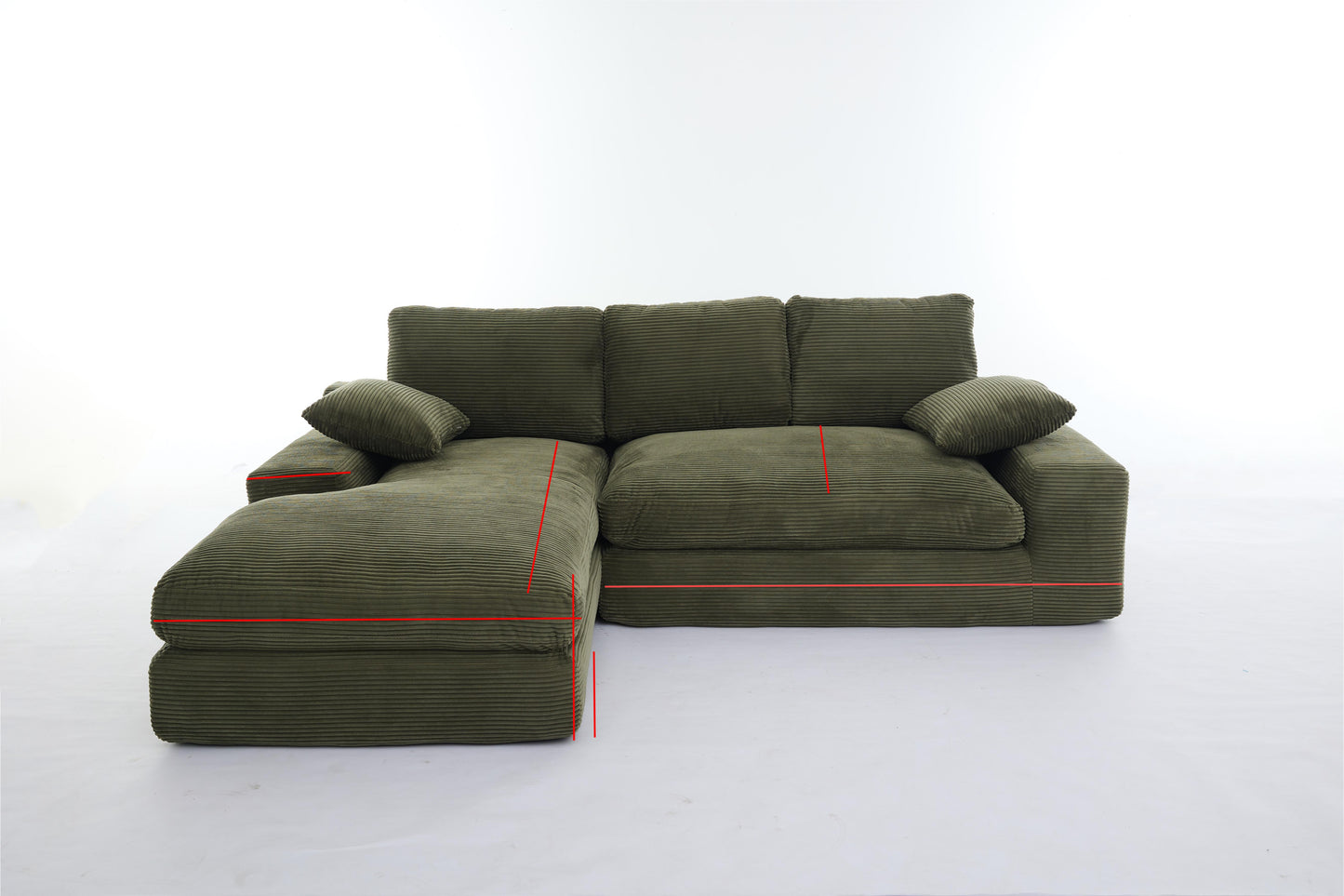 99*69" Modular Sectional Living Room Sofa Set, Modern Minimalist Style Couch, Upholstered Sleeper Sofa for Living Room, Bedroom, 2 PC Free Combination, Installation-free Sofa, L-Shape, Army Green