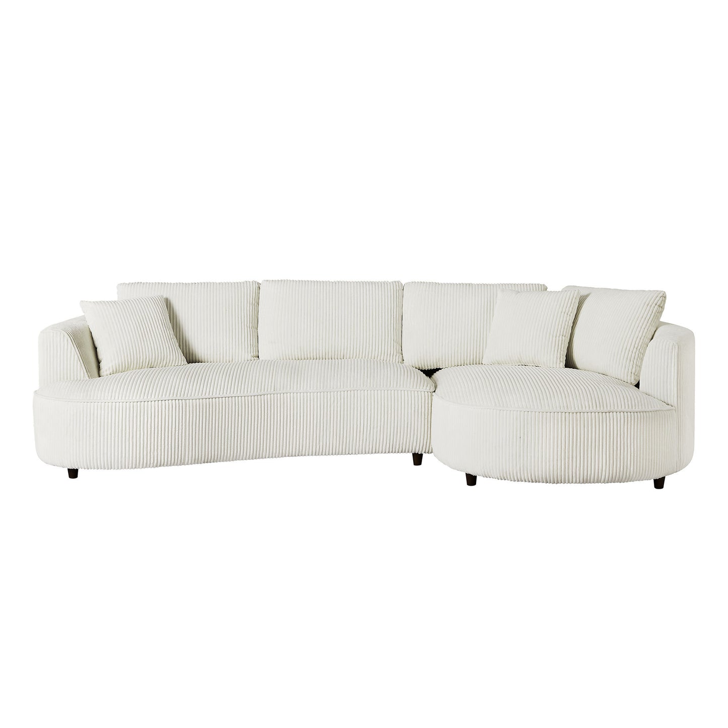 122.04 inch Corduroy Upholstered Sectional Sofa with Right Facing Chaise for Living Room Office Corner White Corduroy Modern Sofa