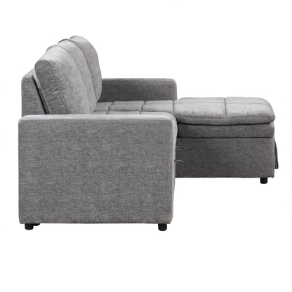 U_STYLE  Soft Upholstered Sectional Sofa Bed with Storage Space, Suitable for Living Rooms and Apartments.