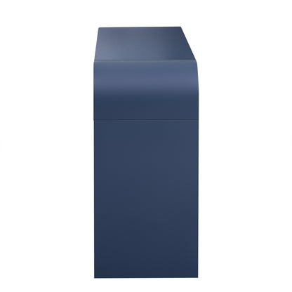 TREXM Unique Modern Rounded Silhouette and Smooth Surface Console Table with 2 Drawers for Living Room and Entryway(Navy Blue)