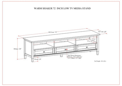 Warm Shaker 72 inch Low TV Media Stand