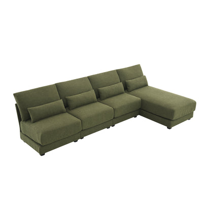 [VIDEO provided][New]120*61" Oversized Deep Seat Sectional Sofa with Reversible Chaise,Loop Yarn Fabric 5-seat Armless Indoor Furniture,Convertible L-shaped Couch for Living Room,Apartment,3 Colors