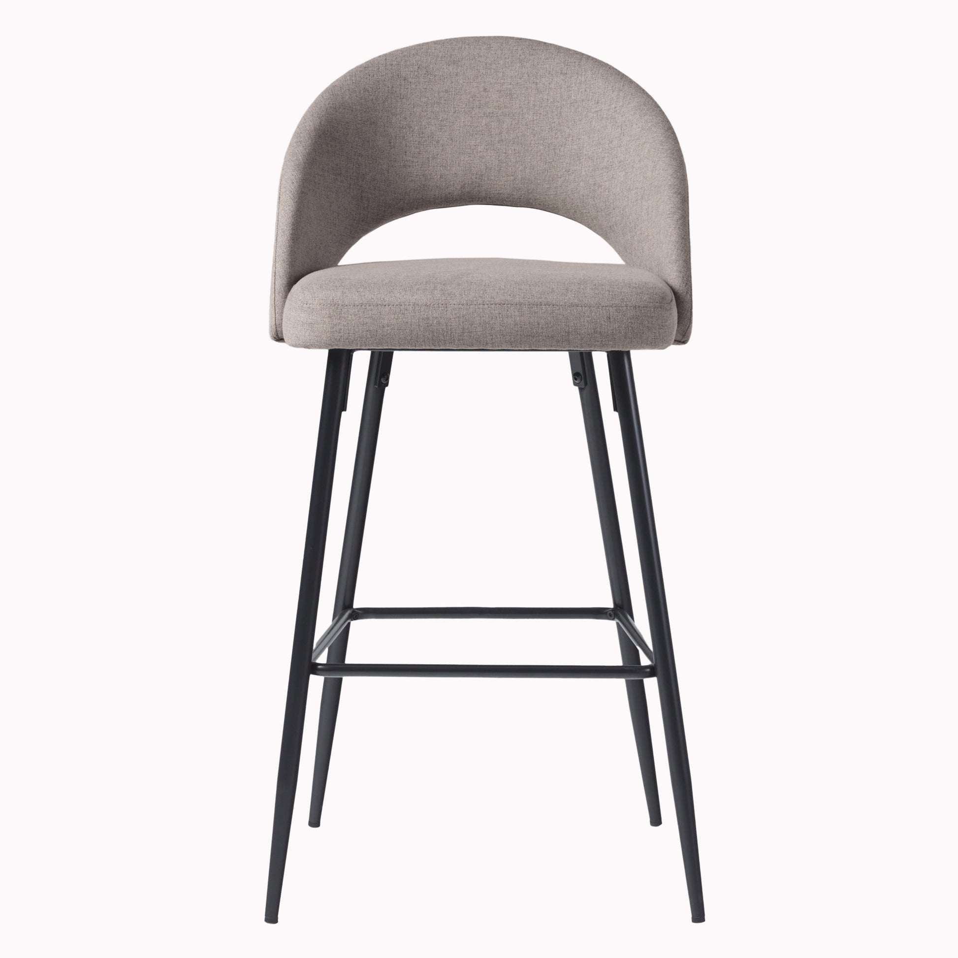 Modern 2-Piece Minimalist Upholstered Bar Stool Set – Mushroom