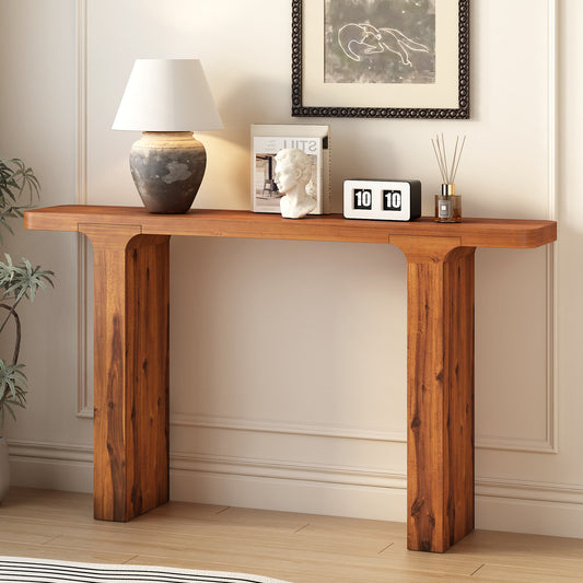 U_STYLE Elegant Acacia Veneer Entryway Table,Suitable For Entryway, Hallway, Living Room, Foyer, Corridor