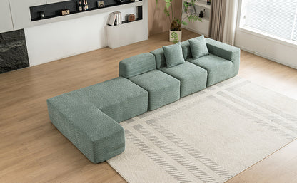 116.5" Sectional Sofa Full-compressed Sofa Couch Free-combined Sofa for Living Room, Green