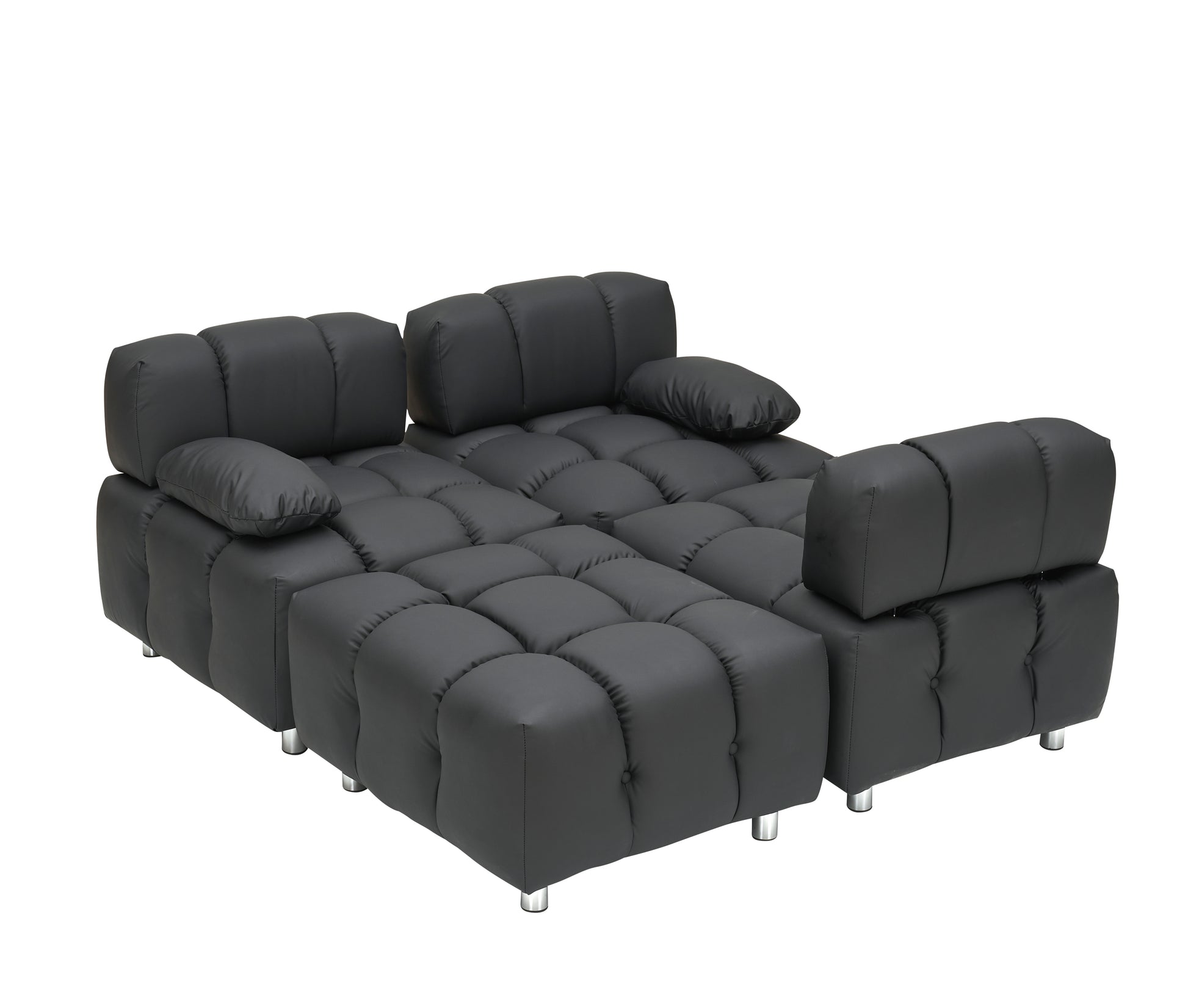 A 90.60-inch technology cloth black sofa, waterproof, stain and cat scratch resistant, can comfortably sit in the apartment bedroom without taking up space.