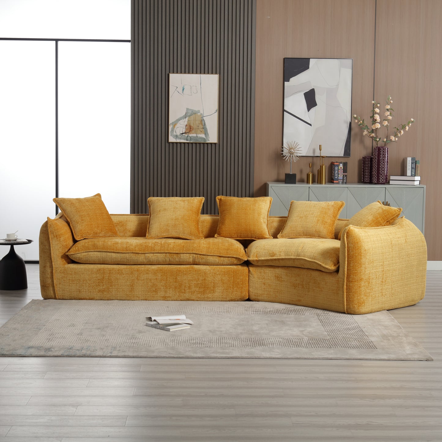 Modular Sectional Sofa, U-Shaped Couch with Sofa for five & Pillows, Modern Minimalist chenille Fabric Large Comfy Cloud Sofas, Living Room Furniture Sets