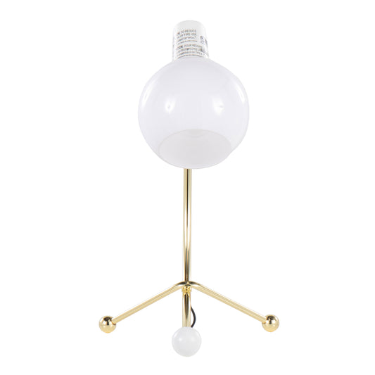 Eileen Contemporary Task Lamp in Gold Metal and White Plastic Shade by LumiSource