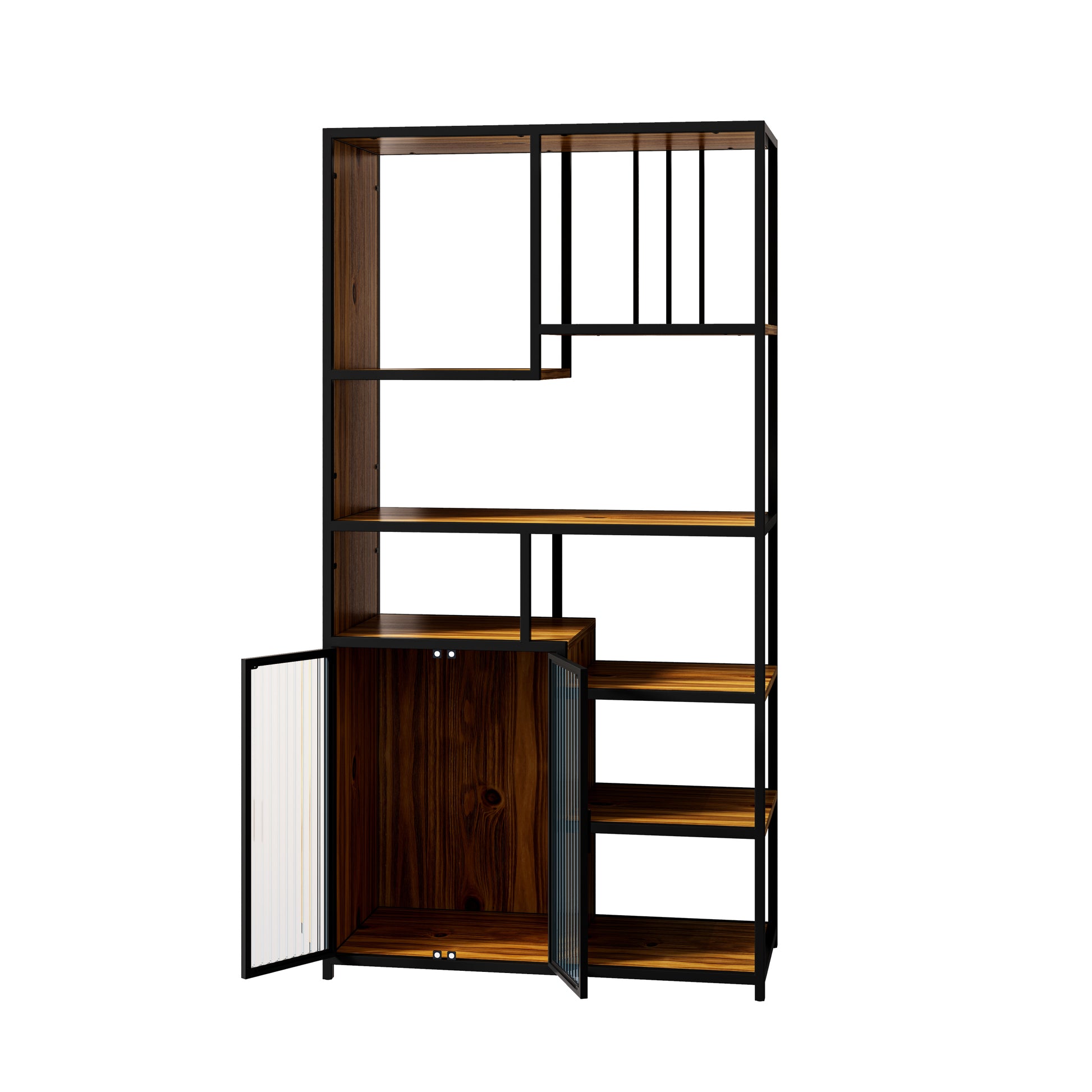 Multipurpose Bookshelf Storage Rack,  with Enclosed Storage Cabinet,for Living Room,Home Office,Kitchen(Combined Type)