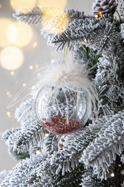 D3.9" Christmas Ball Ornaments, Glass Decorative Hanging Ball Christmas Tree Ornaments for Holiday Party Decorations, Set of 6