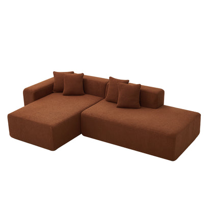 Modular Sectional Couch, Lambswool Fabric Modern L-Shape Sectional Sofa with Chaise Lounge,  Living Room Upholstered 5-seater Corner Sofa Couch for Bedrooms, Apartment