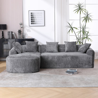 COOLMORE Boucle Sofa 3 Seater for Living Room Oversized Comfy Sofa L-Shape Sofa Couch with Chaise Home Furniture Sleeper Sectional Sofa for Apartment, Office Left Hand Facing (Gray)