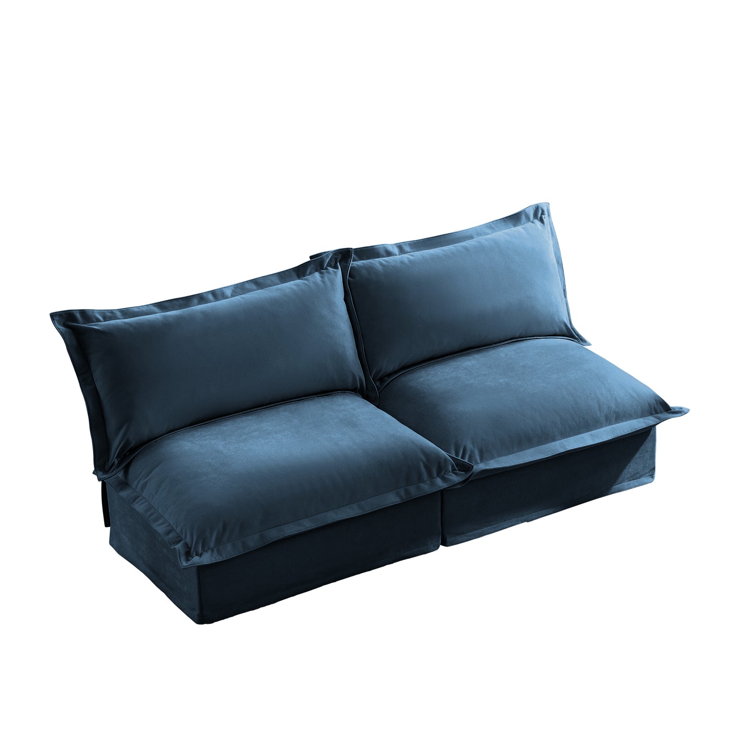 Slipcovered 2 Seater Armless Sofa,  Free Combination Convertible Slipcovered Sofa, Armless Sofa Couch for Living Room and Bedroom with Multiple Pillows, Chenille Fabric, Blue