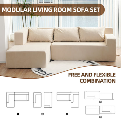 Sectional Couch Covers L Shape Sofa Covers, 2 Pcs  Anti-Slip Sofa for 3 + 3 Seaters Chaise Cushion Couch with Pillowcases, Living Room foam sofa free installation