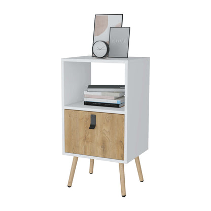 Chase White and Macadamia Open Shelf Tall Nightstand