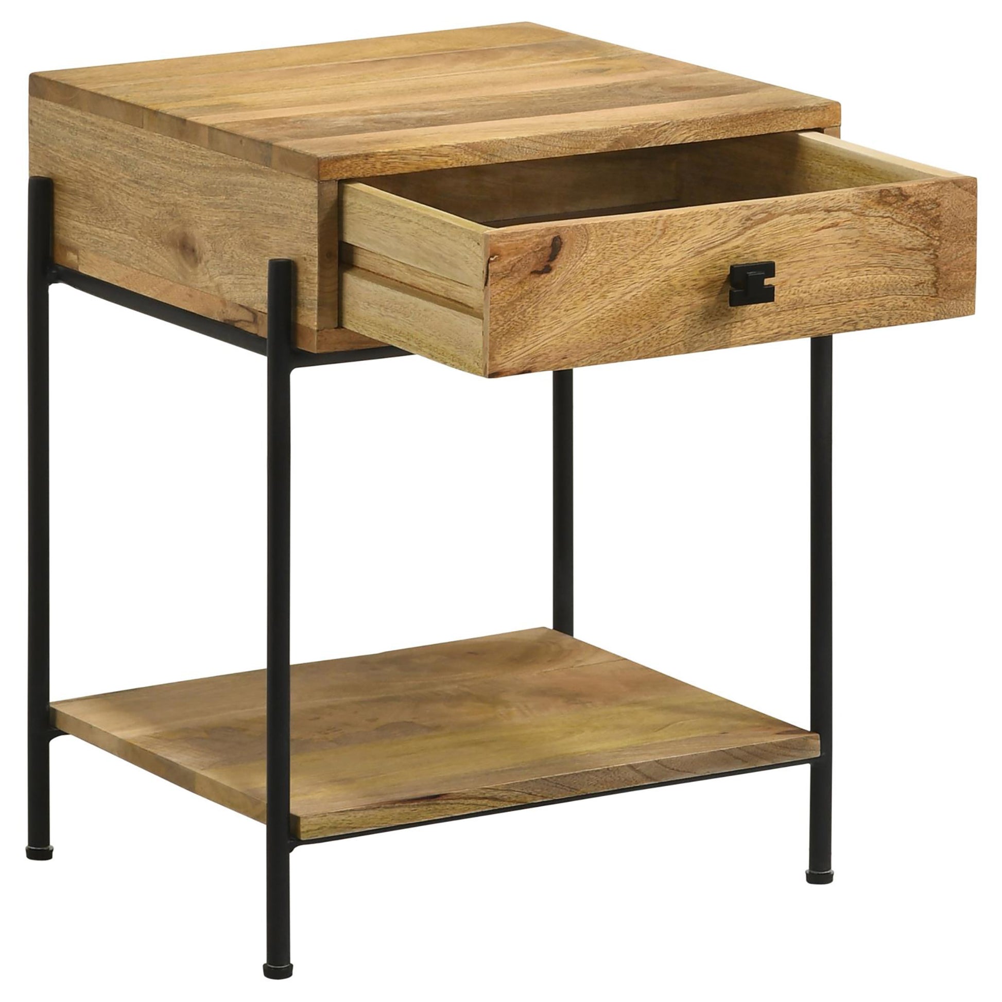 Natural Mango 1-Drawer Accent Table with Bottom Shelf