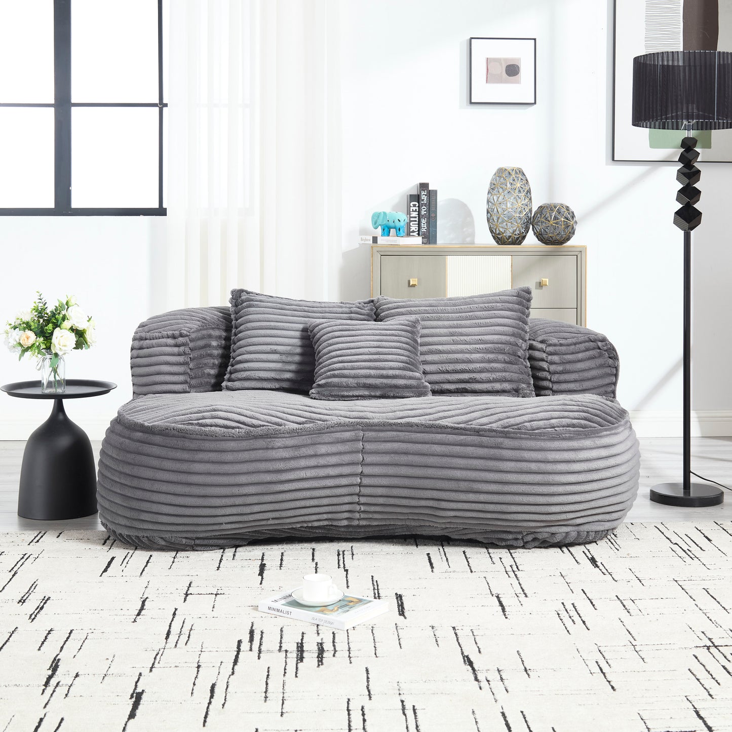 COOLMORE Bean Bag sofa Lazy Sofa Durable Comfort Lounger High Back Bean Bag Chair Couch for Adults and Kids, Indoor & Outdoor, Accent Floor Soft Lounge Chair (Dark Gray)