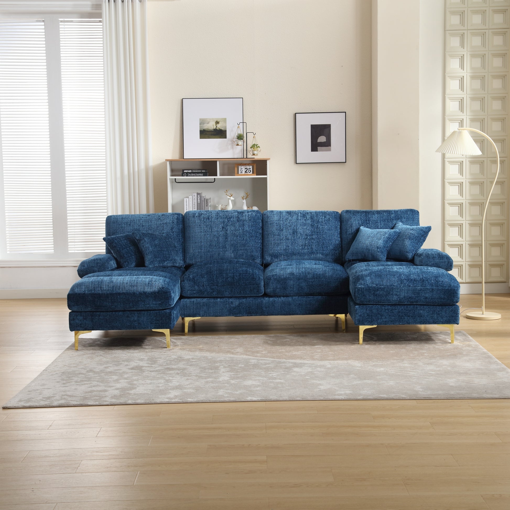 UNITED Modern Large chenille Fabric U-Shape Sectional Sofa