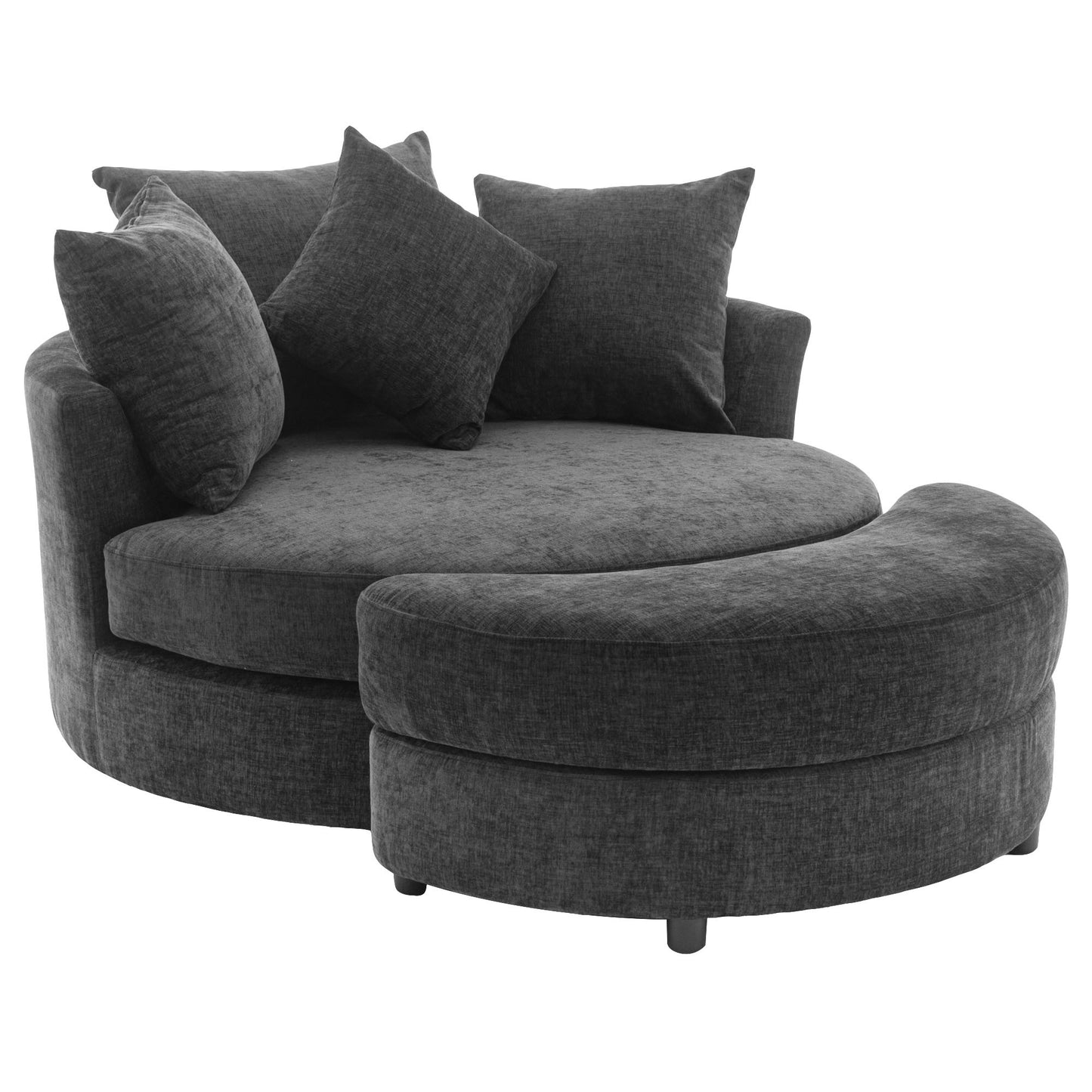 Orisfur. 360° Swivel Accent Barrel Chair with Storage Ottoman & 4 Pillows, Modern Chenille Leisure Chair Round Accent for Living Room, Gray