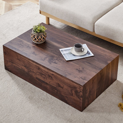 39.3*23.6*12 Inch Walnut Wood Grain MDF Coffee Table - Luxurious Design, Perfect Living Room Accent.Fashion texture design coffee table, suitable for various situations and scenes.