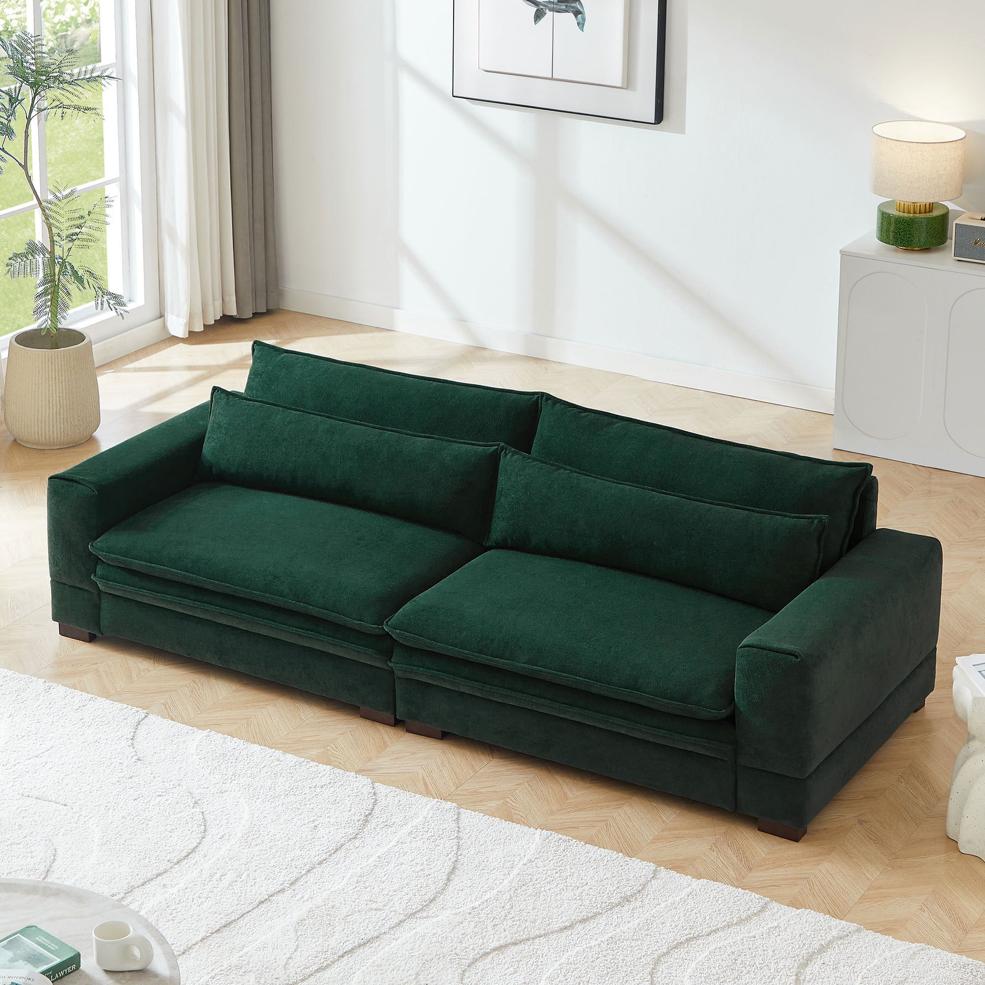 104.72'' Mid-Century Sofa Couch Modern Upholstered Couch for Livingroom,Bedroom, Apartment, Home Office GREEN