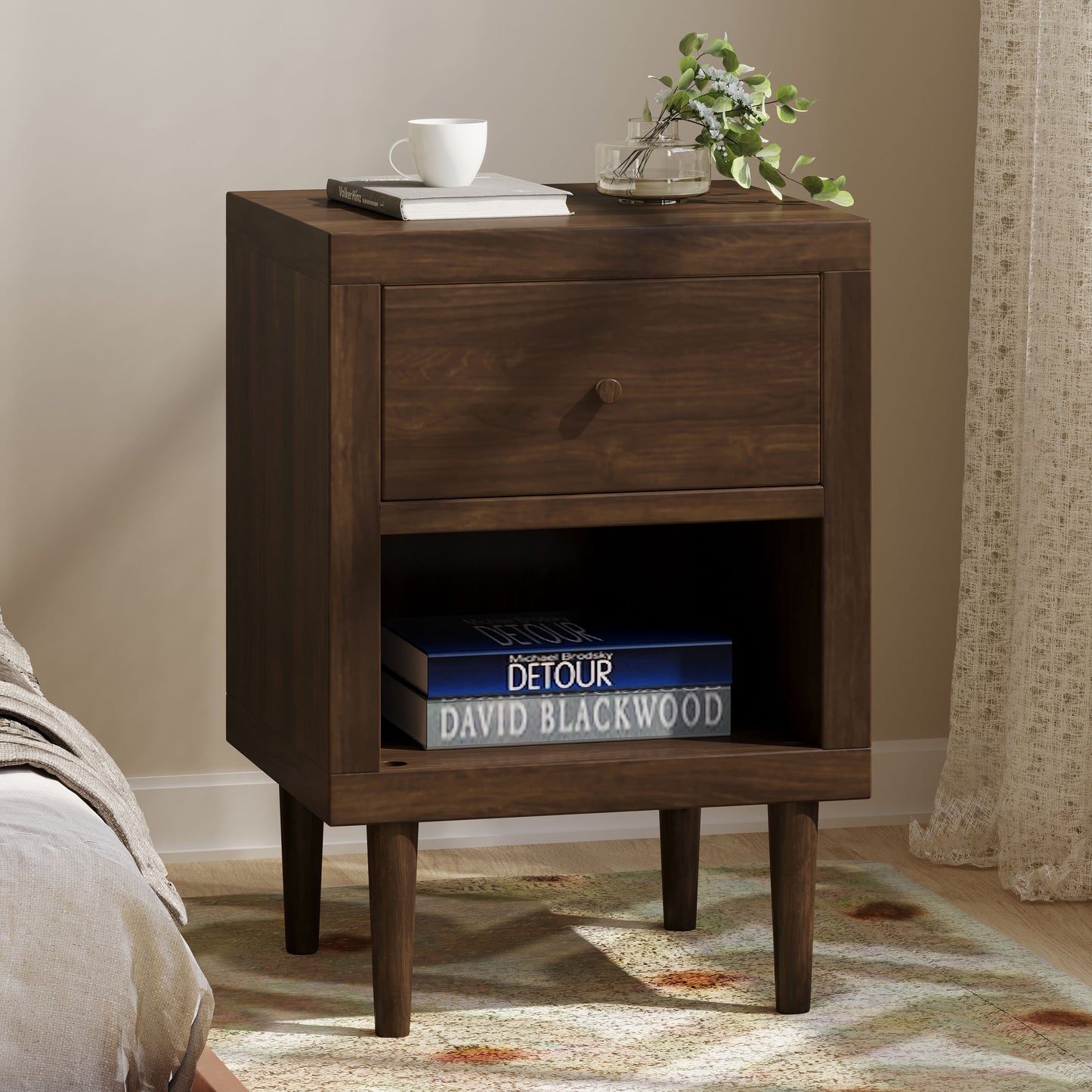 Ashley Modern Nightstand 1-Drawer, Bedside Table