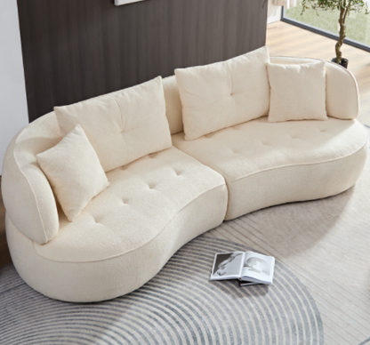 WKS7W  White, 4-seat modular sofa, durable fabric, solid wood frame, high density sponge cushion, 4 pillows