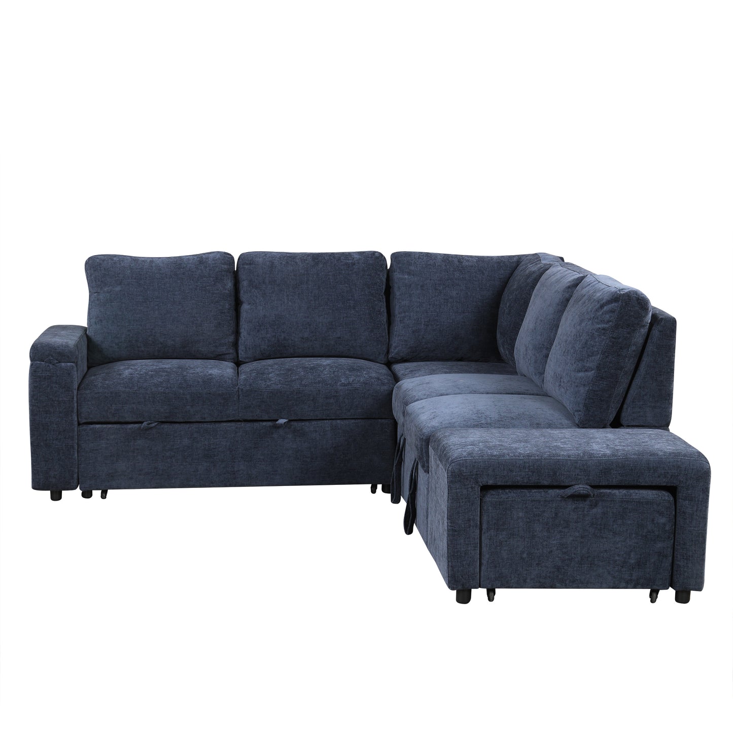 U_STYLE  L-shaped Padded Modular Sofa with Storage Space, USB Ports, and Cup Holders on the Armrests, Suitable for Living Rooms, Offices, and Apartments.