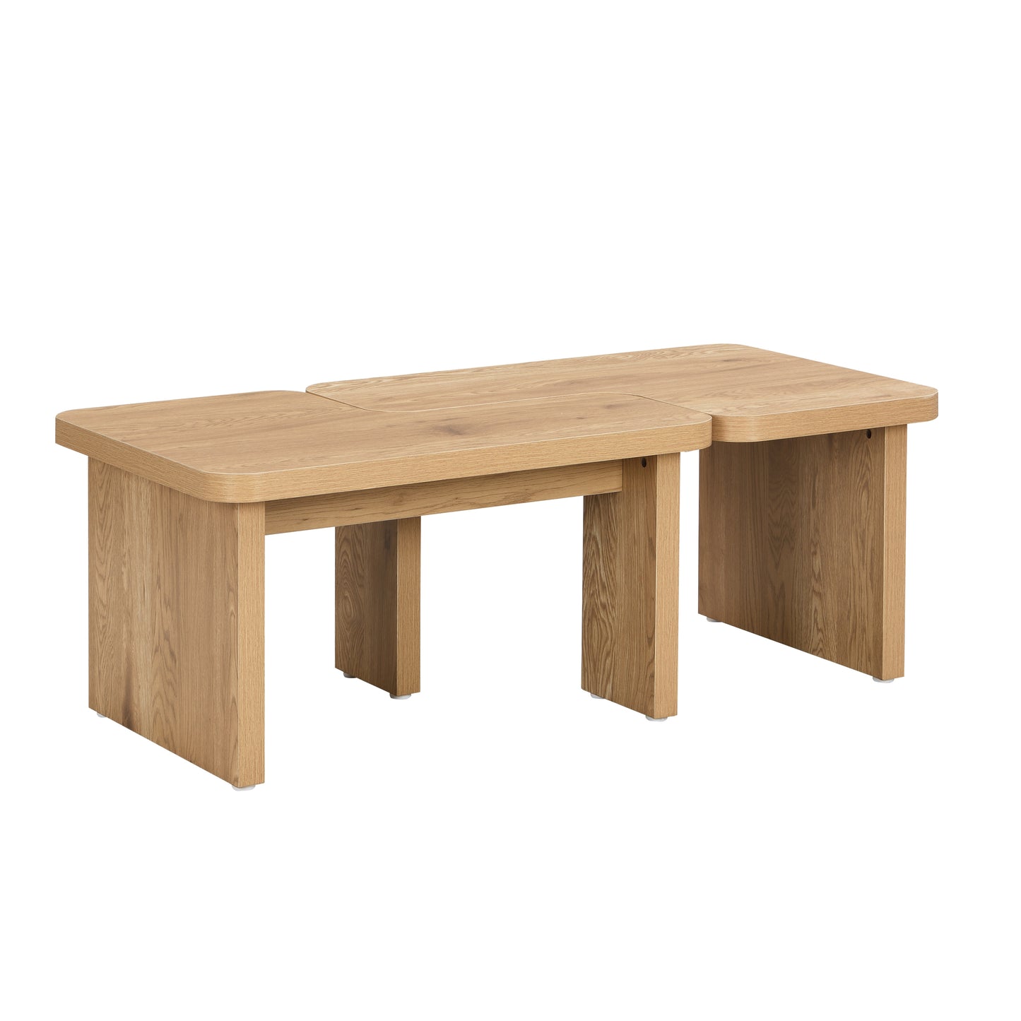 47.24*23.62 inch and 35.43*31.49 inch Rectangle Wood Detachable Coffee Table, Single L Shape Farmhouse Coffee Table for Dining Room, Garden, oak