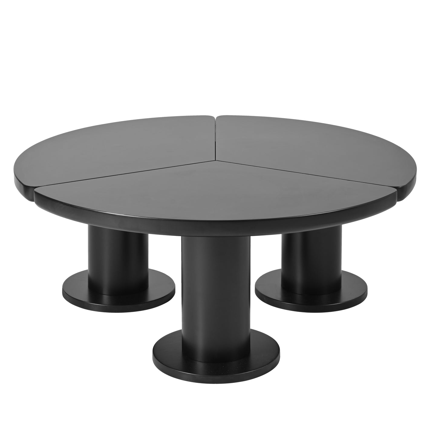 ON-TREND Φ39.4'' Easy Assembly Round Petal-Shaped Coffee Table, Cream Style Center Table with 3 Thick Legs, Minimalist Irregular End Table with Sleek Round Edges for Living Room, Black