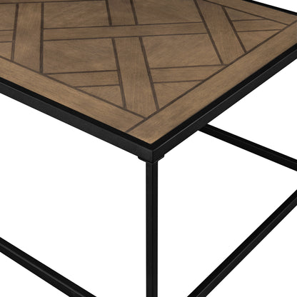 Contemporary Decorative Parquet-Top Rectangle Coffee Table – Parquet Veneer