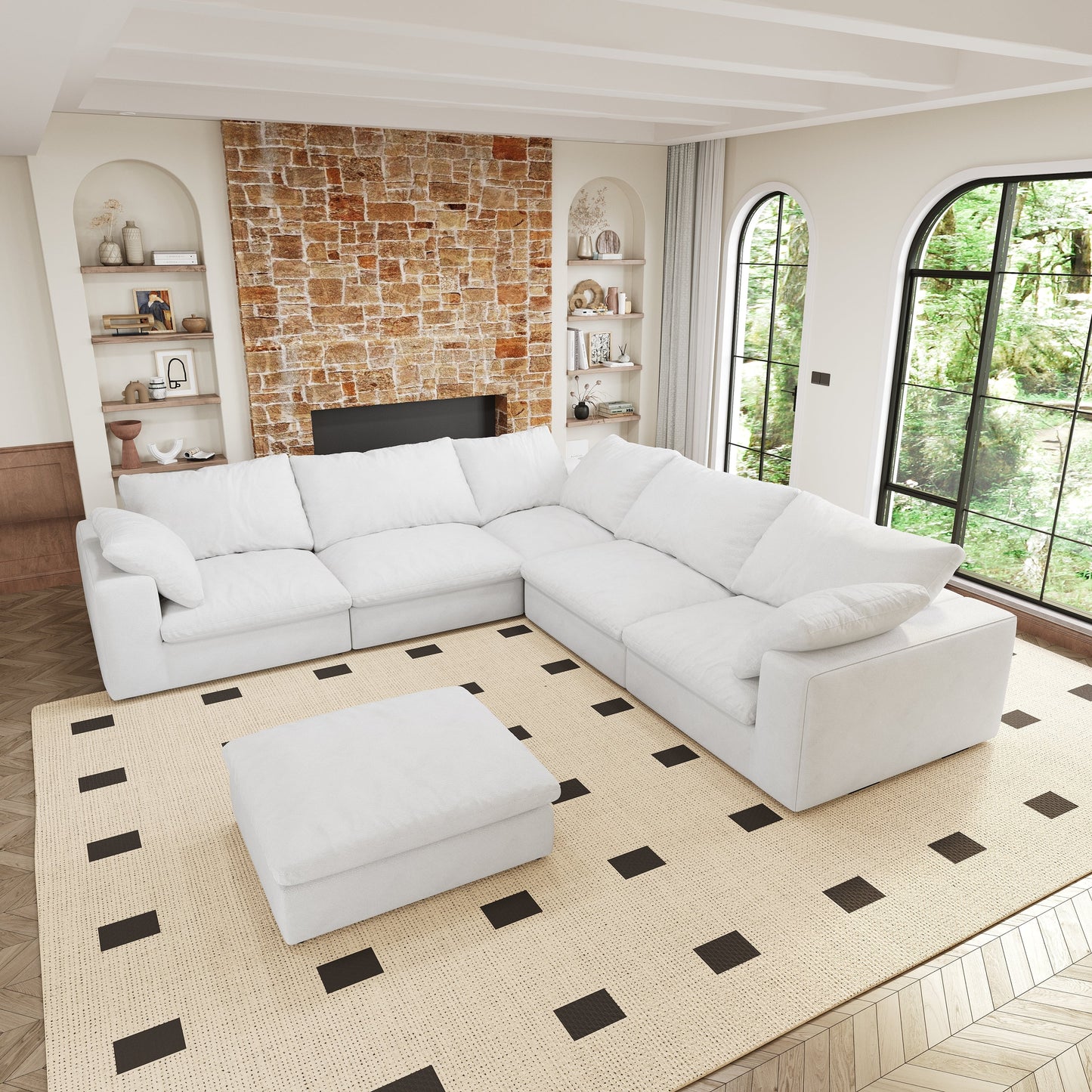 Cloud Modular Sectional Sofa with Storage Ottomans, Down Filled Comfort for Living Room