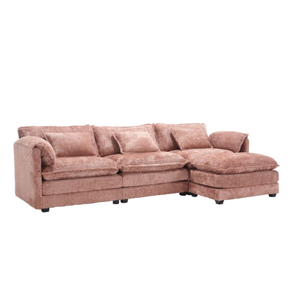 Modern Large boucle Fabric L-Shape Sectional Chenille fabric, movable pedals, detachable armrests, oversized three-seat Sofa