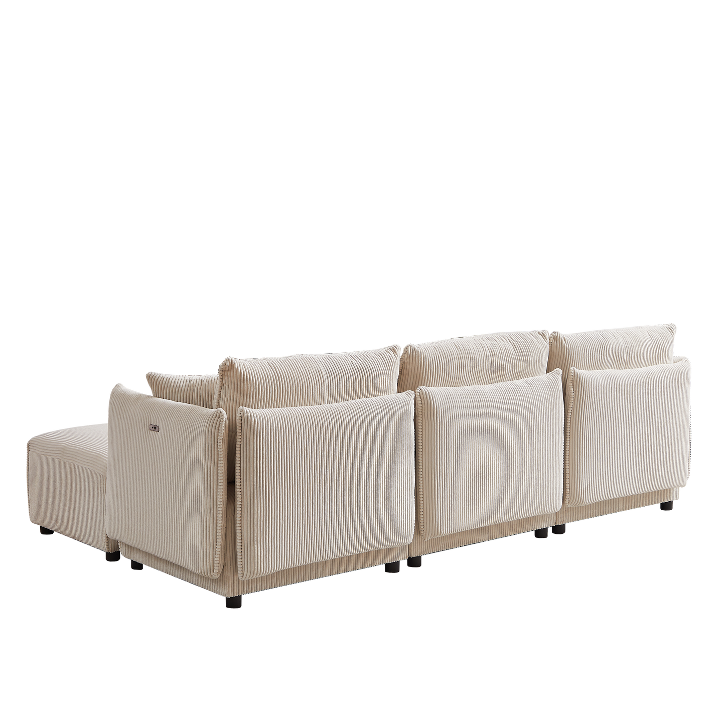 106" Multi-Module Combination Style Sofa for Living Room, Bedroom and Other Lounge Spaces, Modern Minimalist Corduroy Combination Sofa with 2 Comfort Cushions with USB & C Charging Ports,beige