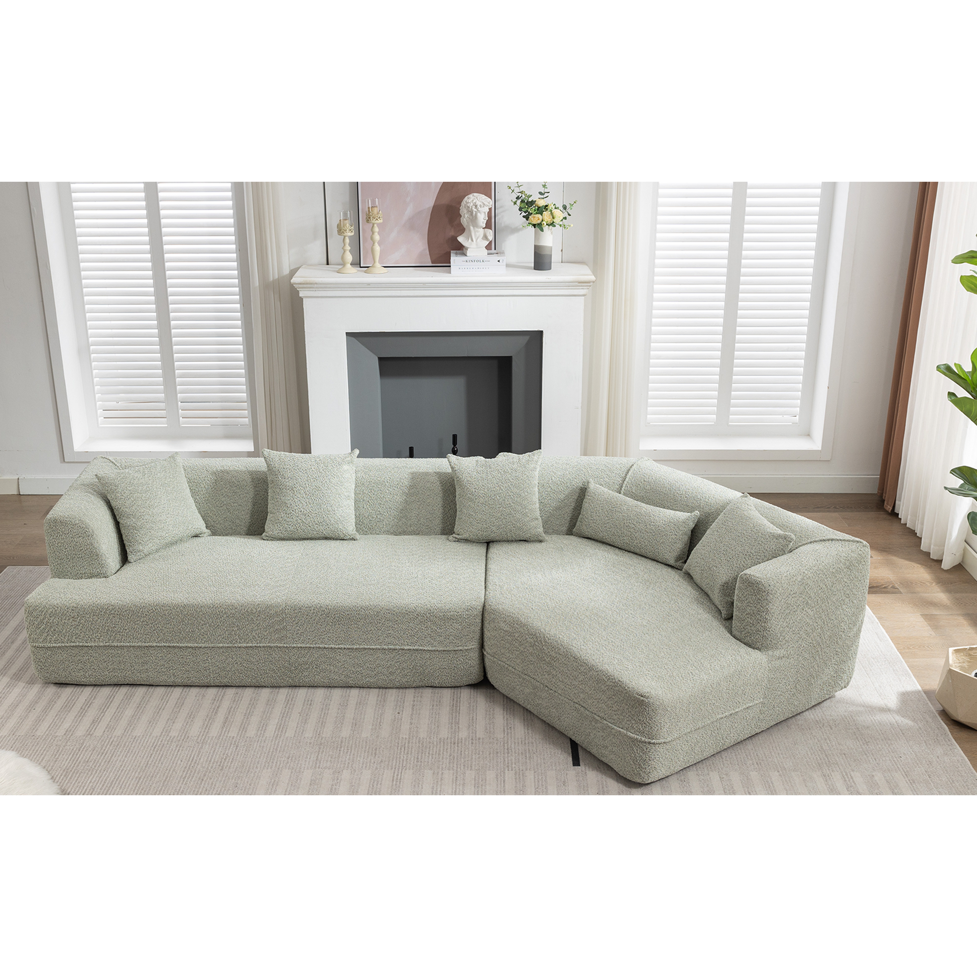 [VIDEO PROVIDED][ New And Upgraded Extended Edition]Modular sofa , modern minimalist style sofa,  upholstered ,  free combination, round fiber fabric, anti-wrinkle fabric,Dimension extension,Green