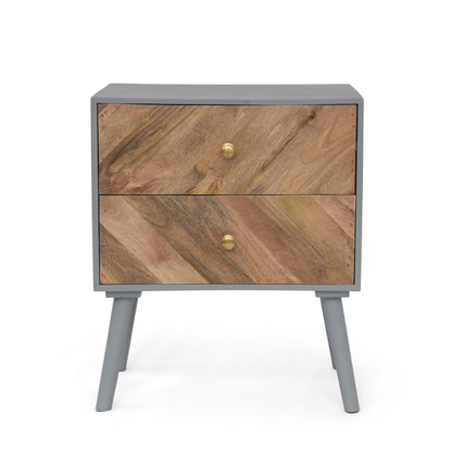 MANGO WOODEN / MDF FITTED 2 DRAWER CABINET- ( KD  LEGS