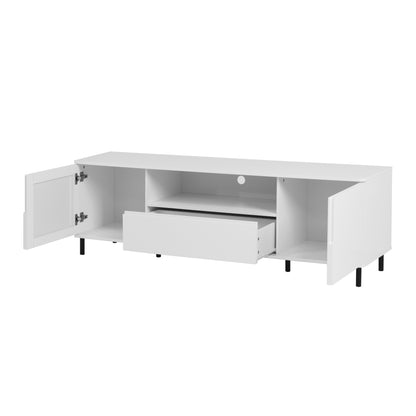 Modern TV Console, TV Stand, Entertainment Center with Storage Shelves,TV Cabinet for Living Room, Bedroom, Cloud White 63x15.74x19.68 inch