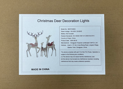 3-Piece Large Lighted Christmas Golden Reindeer Family Set, Christmas Indoor and Outdoor Decoration with 210 Warm LED Lights, Xmas Deer Yard Lights Decor for Yard Garden Lawn