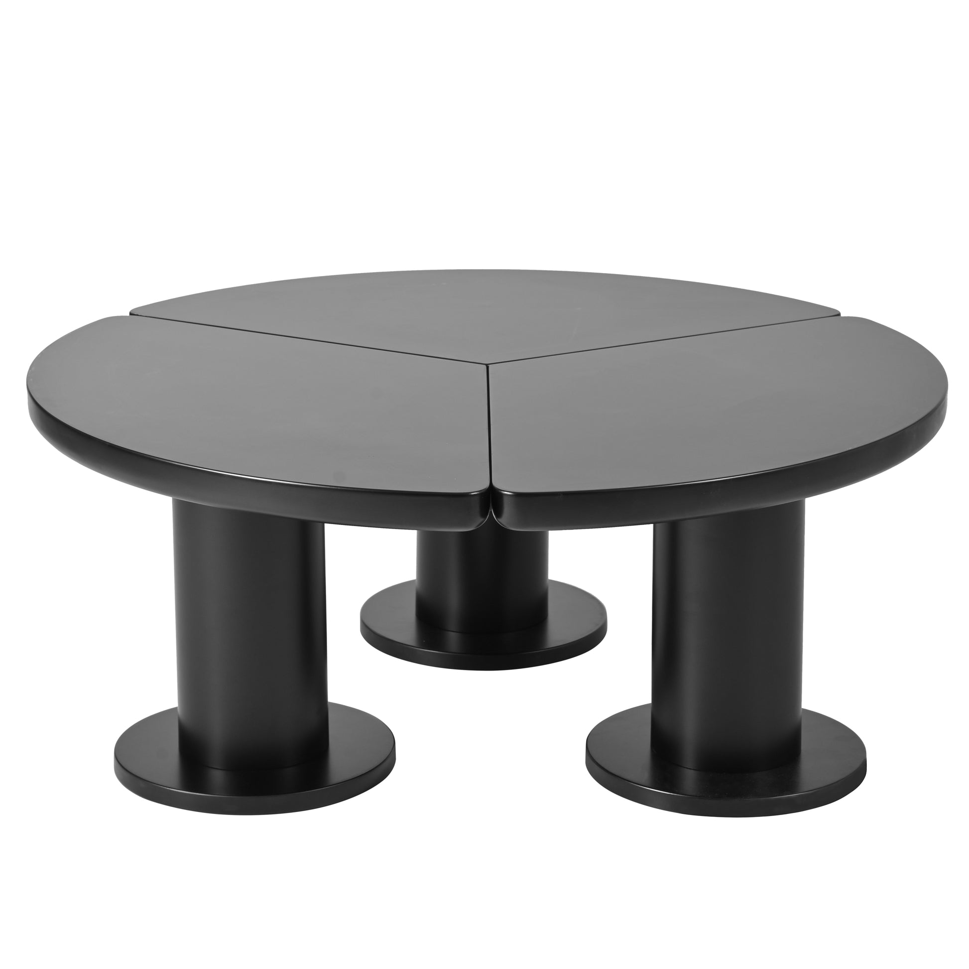 ON-TREND Φ39.4'' Easy Assembly Round Petal-Shaped Coffee Table, Cream Style Center Table with 3 Thick Legs, Minimalist Irregular End Table with Sleek Round Edges for Living Room, Black