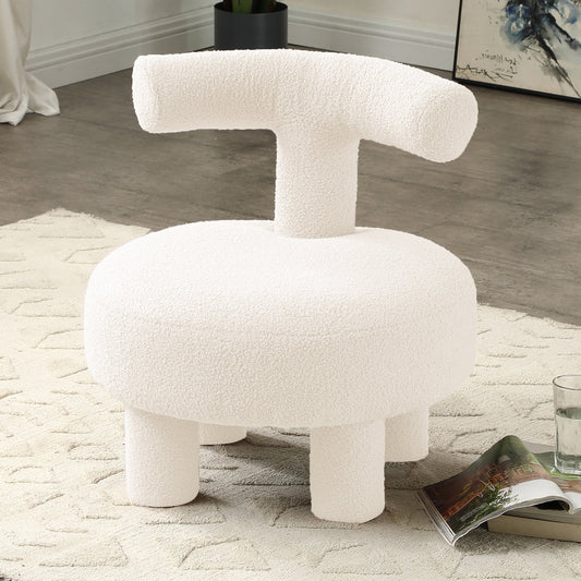 Modern Sherpa Fabric Chair Upholstered Creative Ottoman Pouf