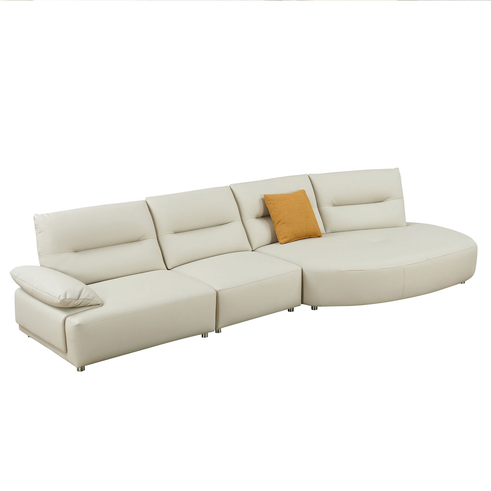 147.24'' Oversied Modern Sectional Curved Shaped Sofa Couch for Living Room,Upholstered 5-Seat Sofa Eco-leather Couch Set,Beige