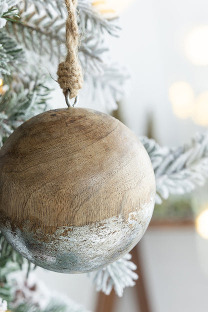 D4" Christmas Ball Ornaments, Wood Decorative Hanging Ball Christmas Tree Ornaments for Holiday Party Decorations, Set of 4